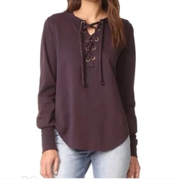 Young Fabulous & Broke Tops - Young Fabulous & Broke | YFB Noelle Lace Up Sweatshirt Purple